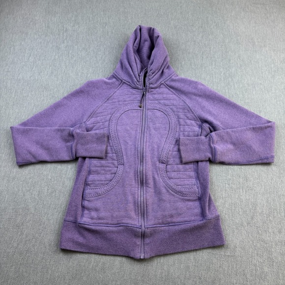 Lululemon Jacket Womens 8 Purple Full Zip Cuddle Up Fleece High Neck Thumbholes - Picture 1 of 13